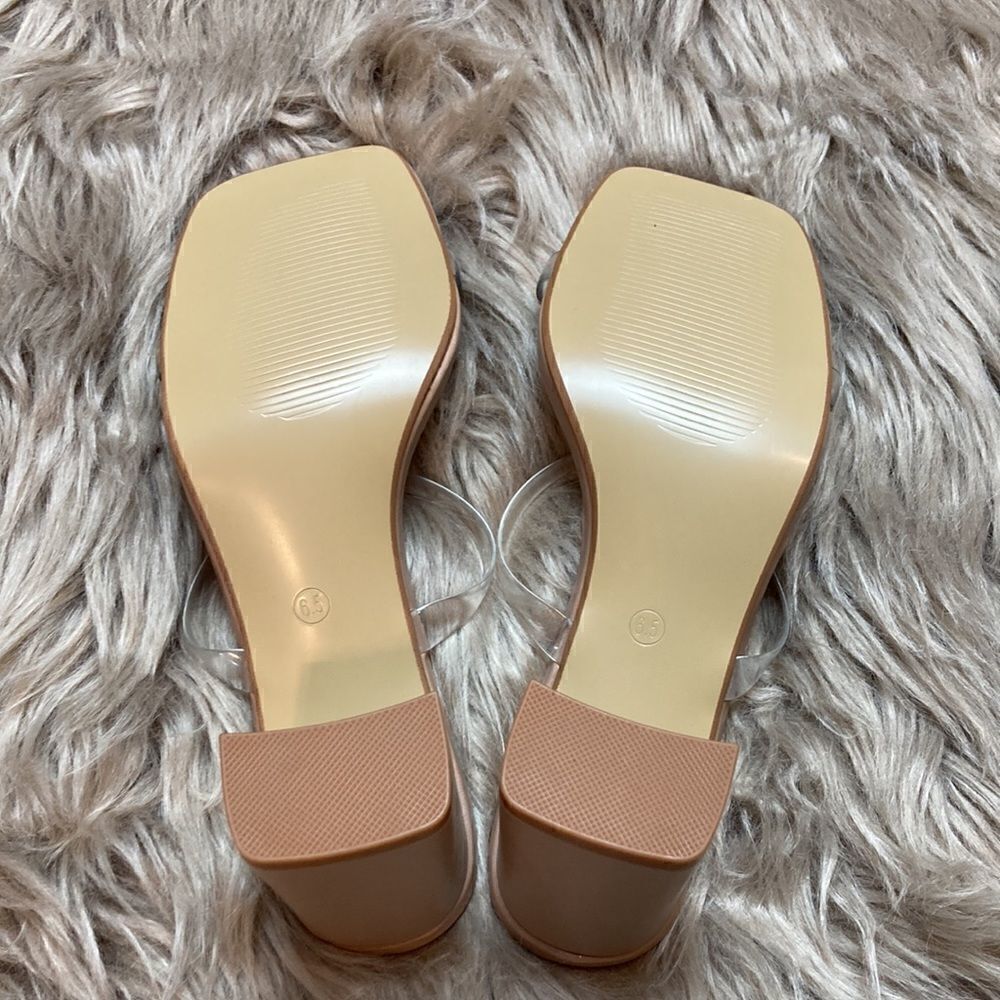 Avidirk Square Open Toe Backless Block Heeled San… - image 4